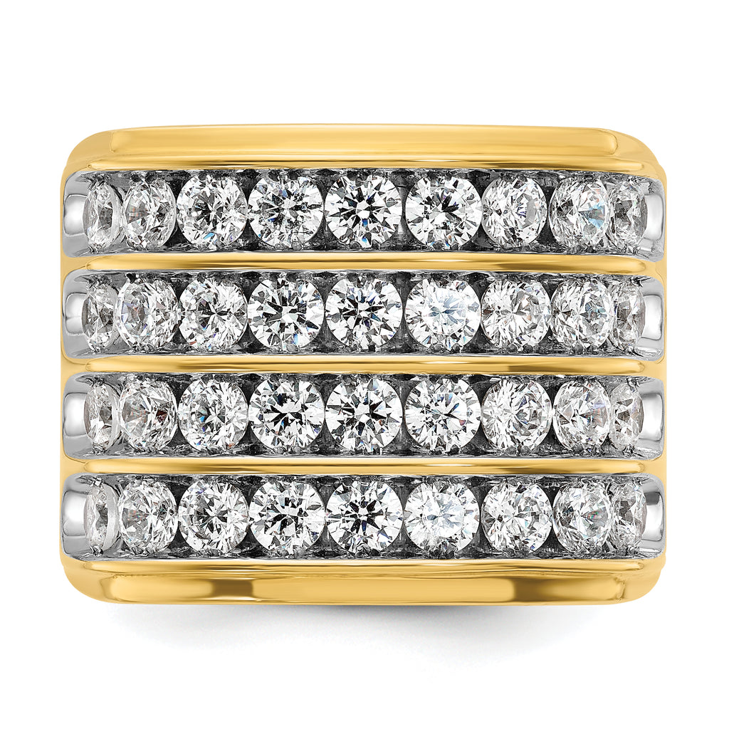 14k Mens Polished 4-Row Ring Mounting, Mounting Only - Sophia Jewelers
