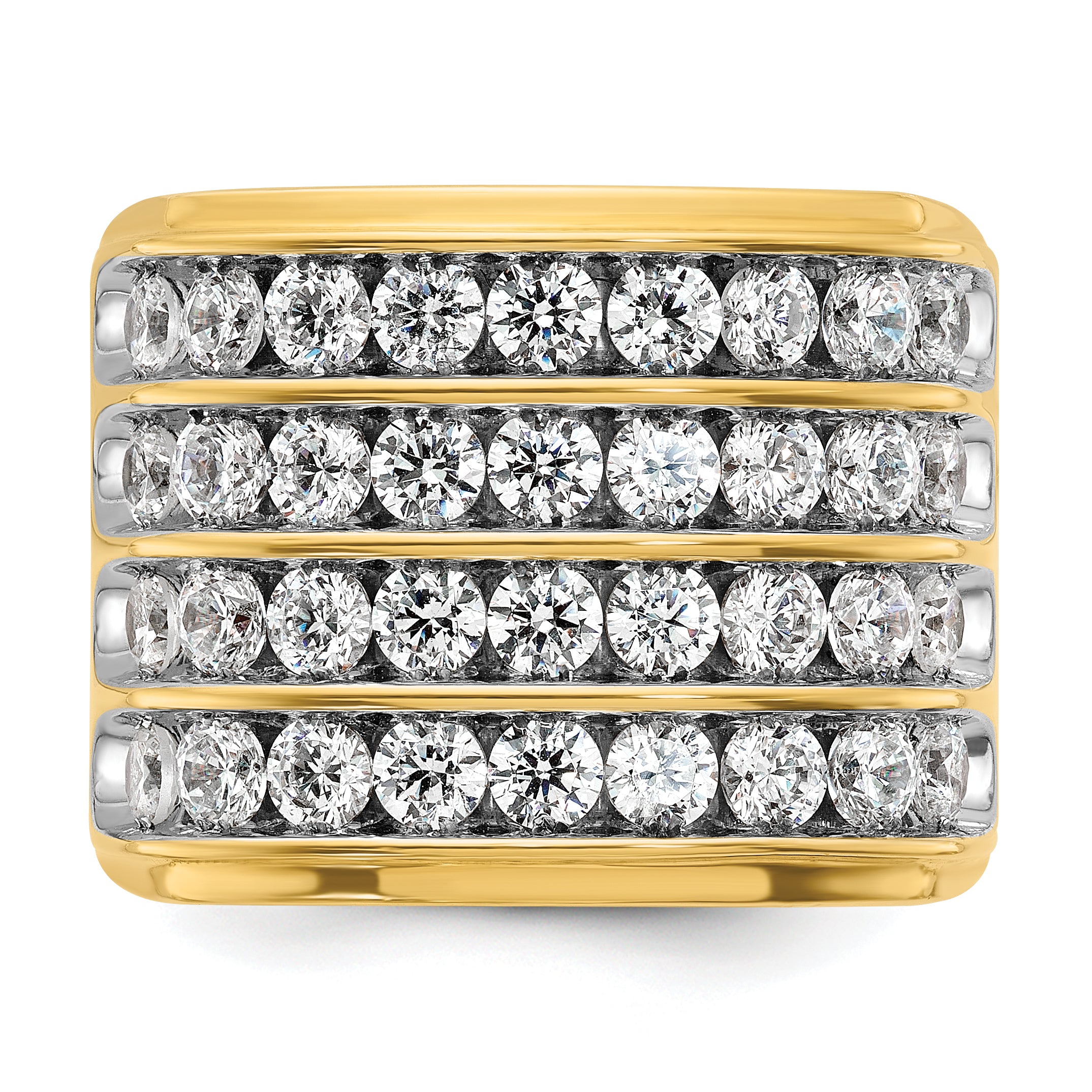 14k Mens Polished 4-Row Ring Mounting, Mounting Only - Sophia Jewelers