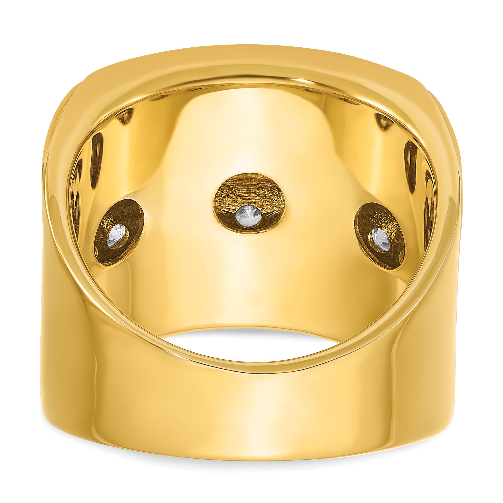 14k Mens Polished 4-Row Ring Mounting, Mounting Only - Sophia Jewelers