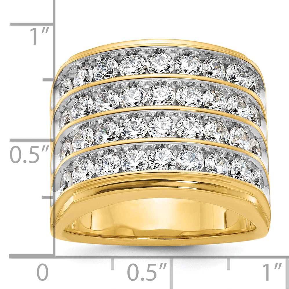 14k Mens Polished 4-Row Ring Mounting, Mounting Only - Sophia Jewelers