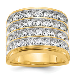 14k with White Rhodium Men's Polished 4-Row 3 5/8 Carat Lab Grown Diamond Ring - Sophia Jewelers