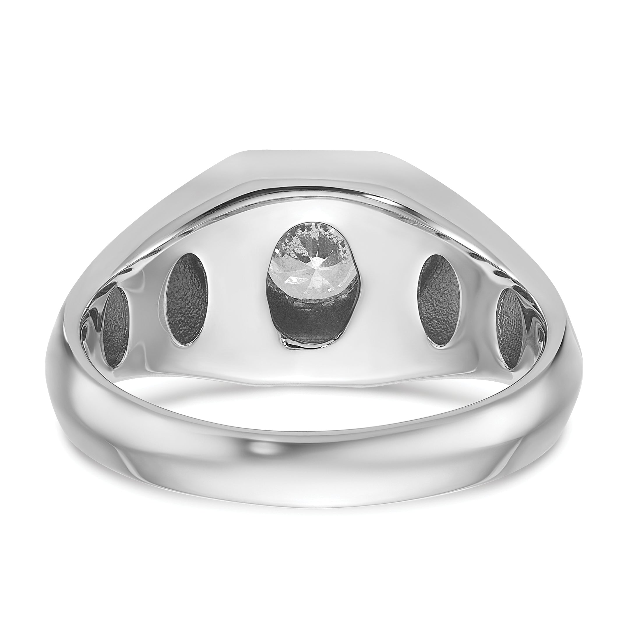 14k White Gold 1 carat Lab Grown Diamond VS/SI+ G+ Complete Polished and Beaded Men's Ring