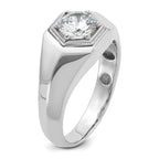 14k White Gold 1 carat Lab Grown Diamond VS/SI+ G+ Complete Polished and Beaded Men's Ring