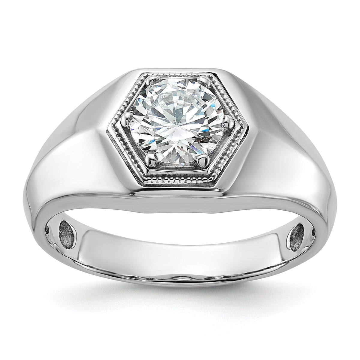 Men's Lab-Grown Diamond Beaded Ring in 14K White Gold (1 ct. tw.), Size 10 - Sophia Jewelers Main image