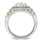 14k Two-tone 1 carat Lab Grown Diamond VS/SI+ G+ Polished and Brushed Textured Complete Men's Ring