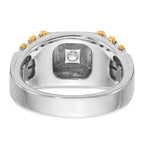 14k Two-tone 1 carat Lab Grown Diamond VS/SI+ G+ Polished and Brushed Textured Complete Men's Ring
