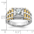 14k Two-tone 1 carat Lab Grown Diamond VS/SI+ G+ Polished and Brushed Textured Complete Men's Ring