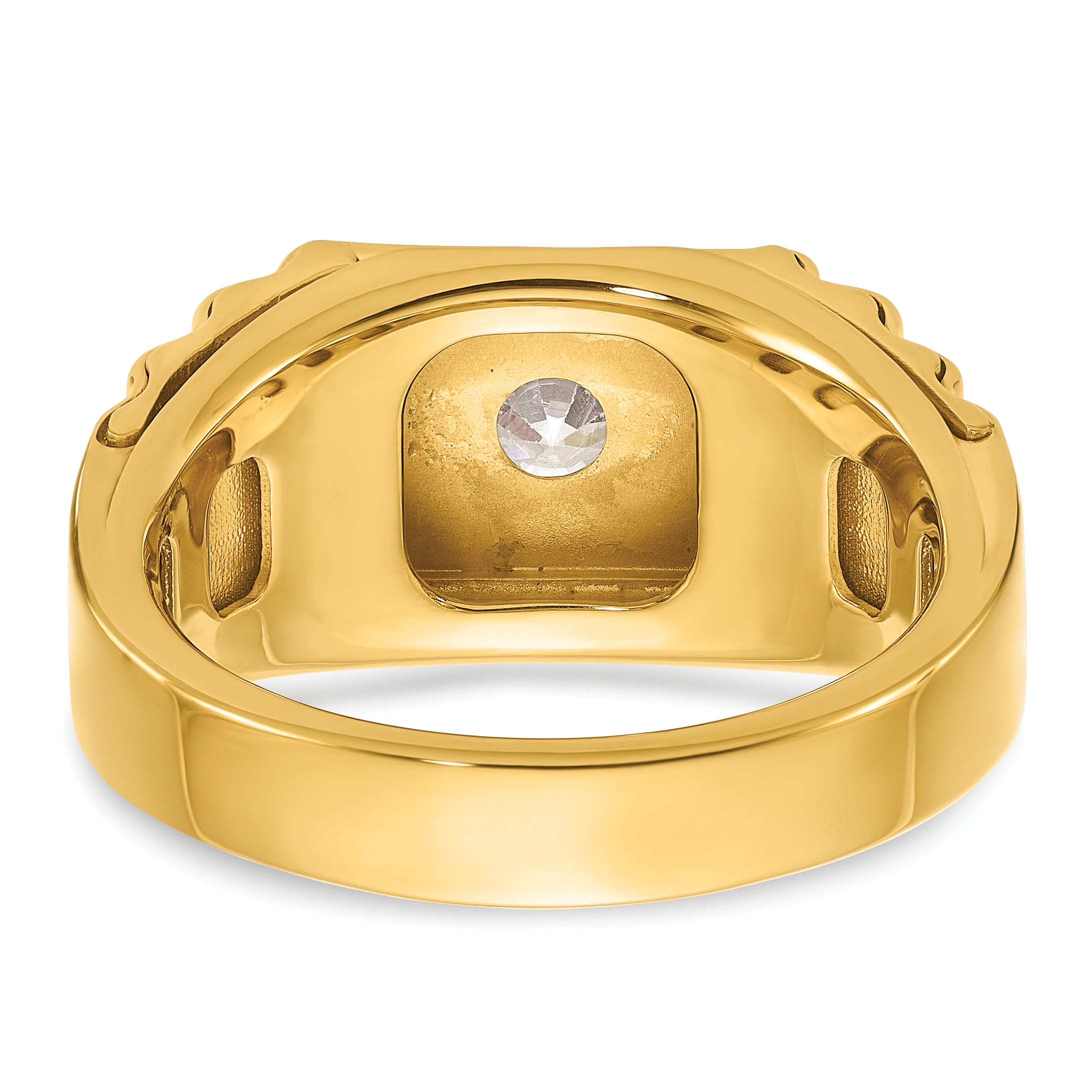 14k Two-Tone 1 carat Lab Grown Diamond VS/SI+ G+ Polished and Ribbed Complete Men's Ring