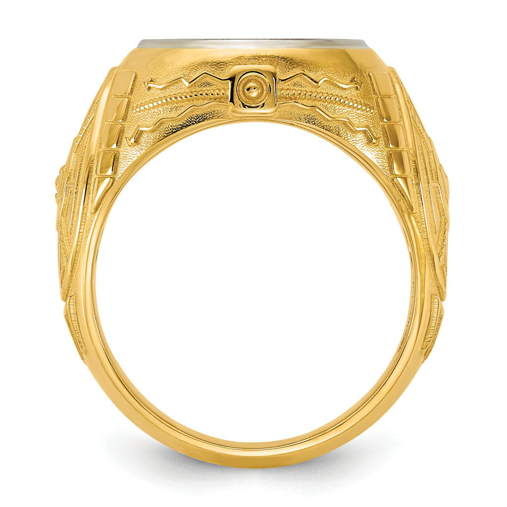 14k Two-Tone Engravable Round Signet ring
