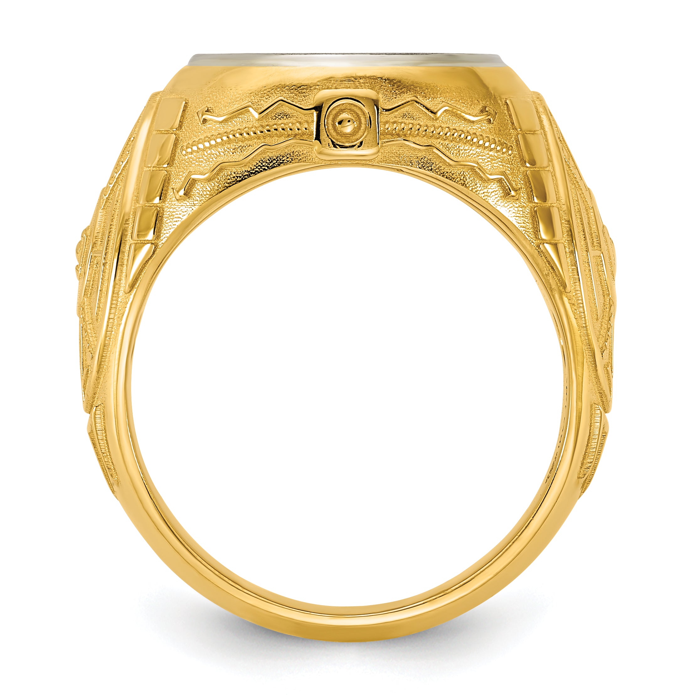 14k Two-Tone Engravable Round Signet ring