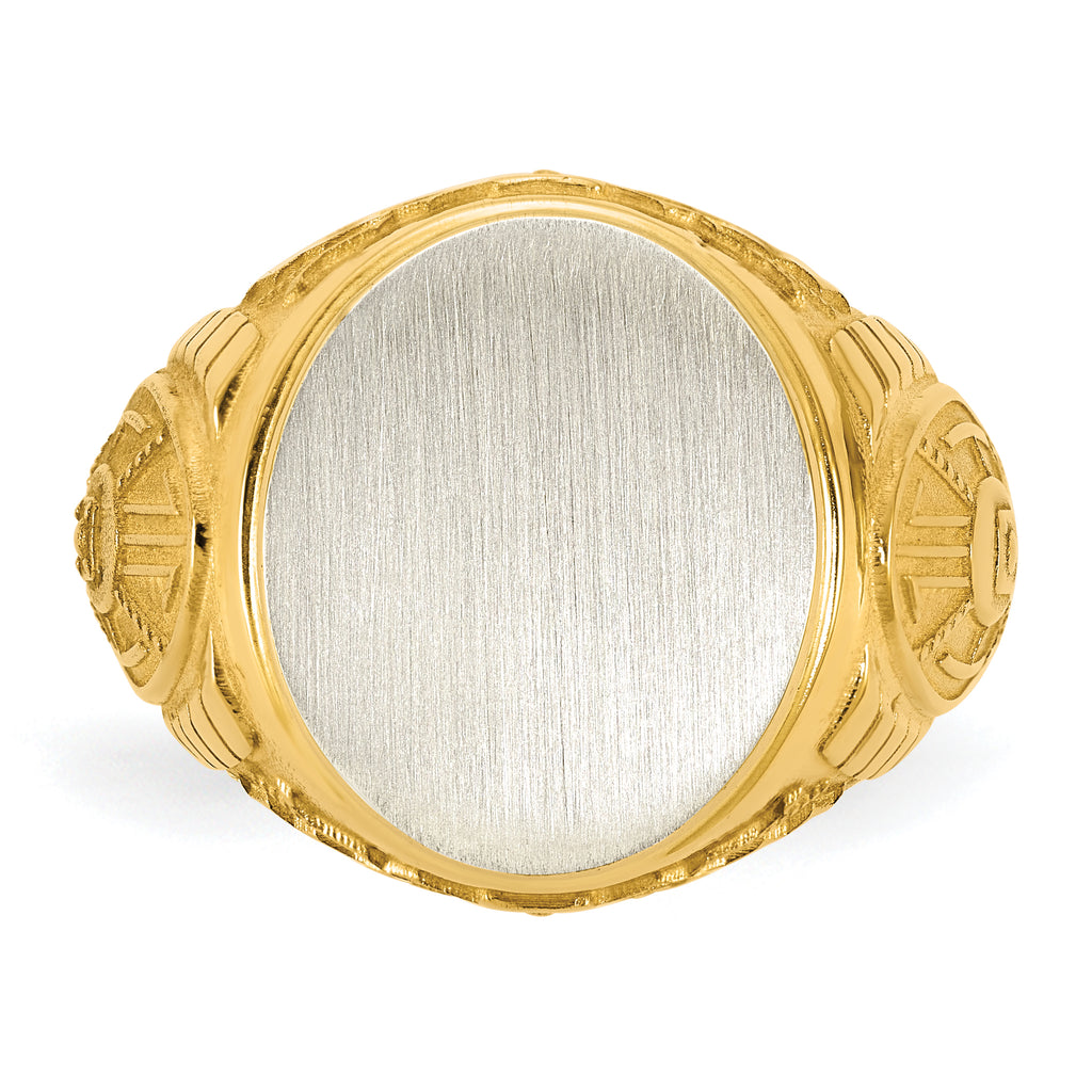 14k Two-Tone Engravable Round Signet ring
