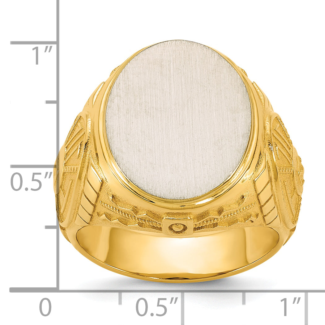 14k Two-Tone Engravable Round Signet ring