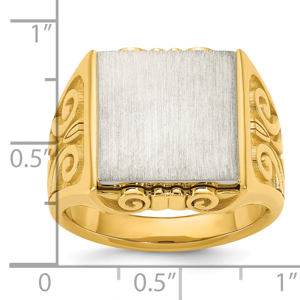 14k Two-Tone Engravable Square Signet ring