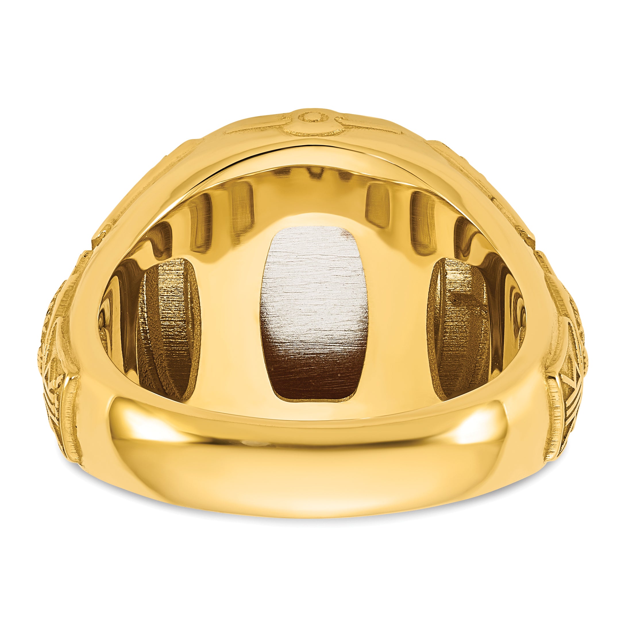 14k Two-Tone Engravable Square with Rounded Corners Signet ring