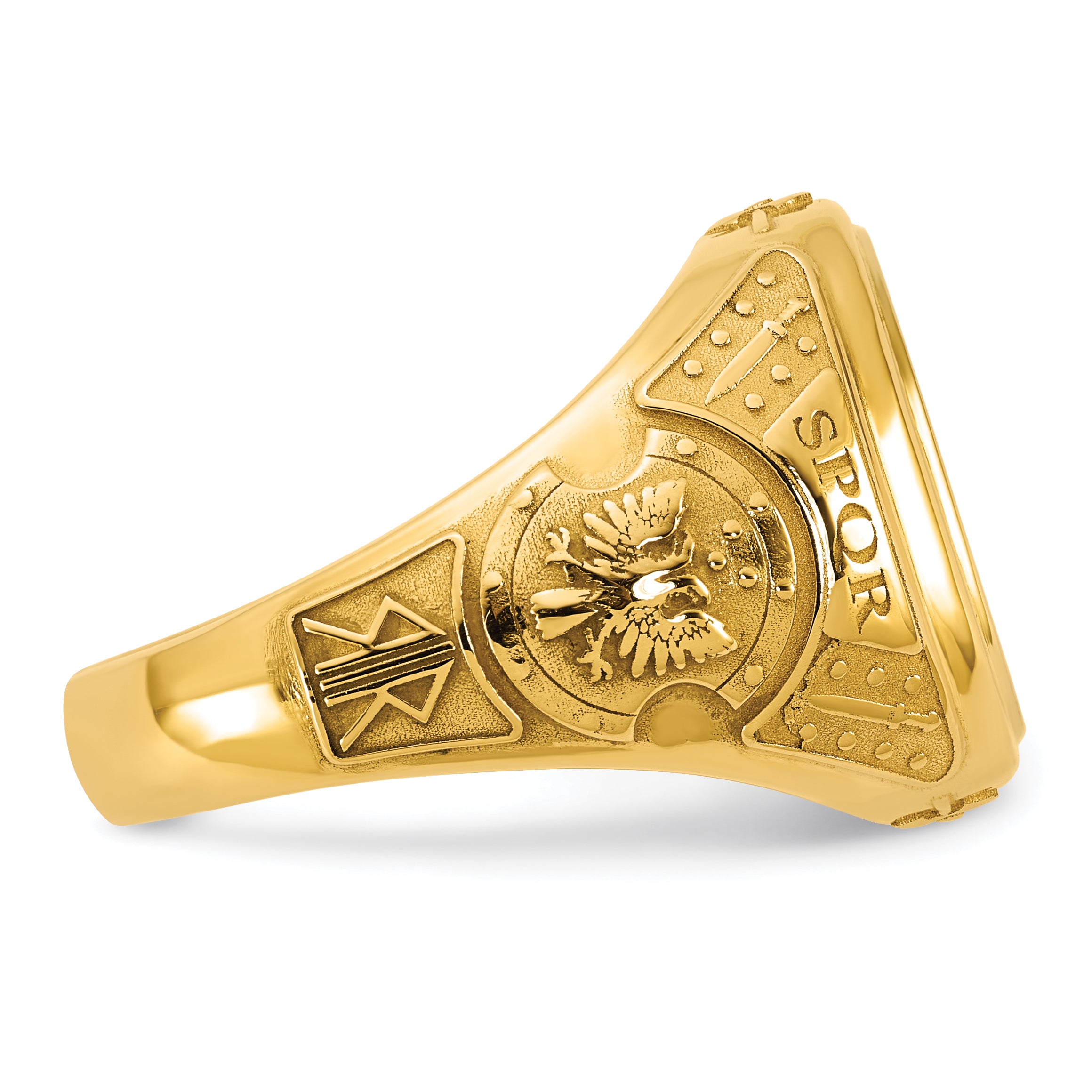 14k Two-Tone Engravable Square with Rounded Corners Signet ring