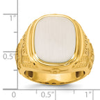 14k Two-Tone Engravable Square with Rounded Corners Signet ring