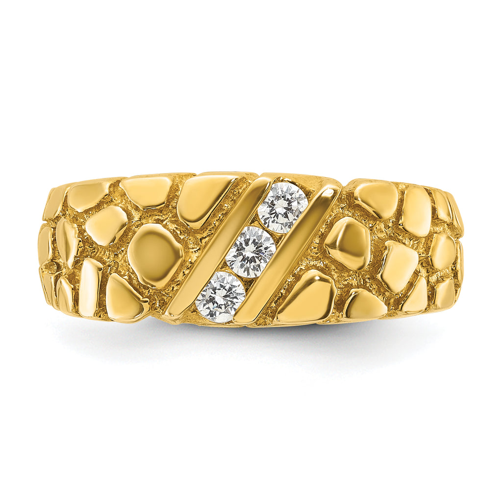 14k Mens 1/4 carat Diamond Nugget Complete Ring - Sophia Jewelers