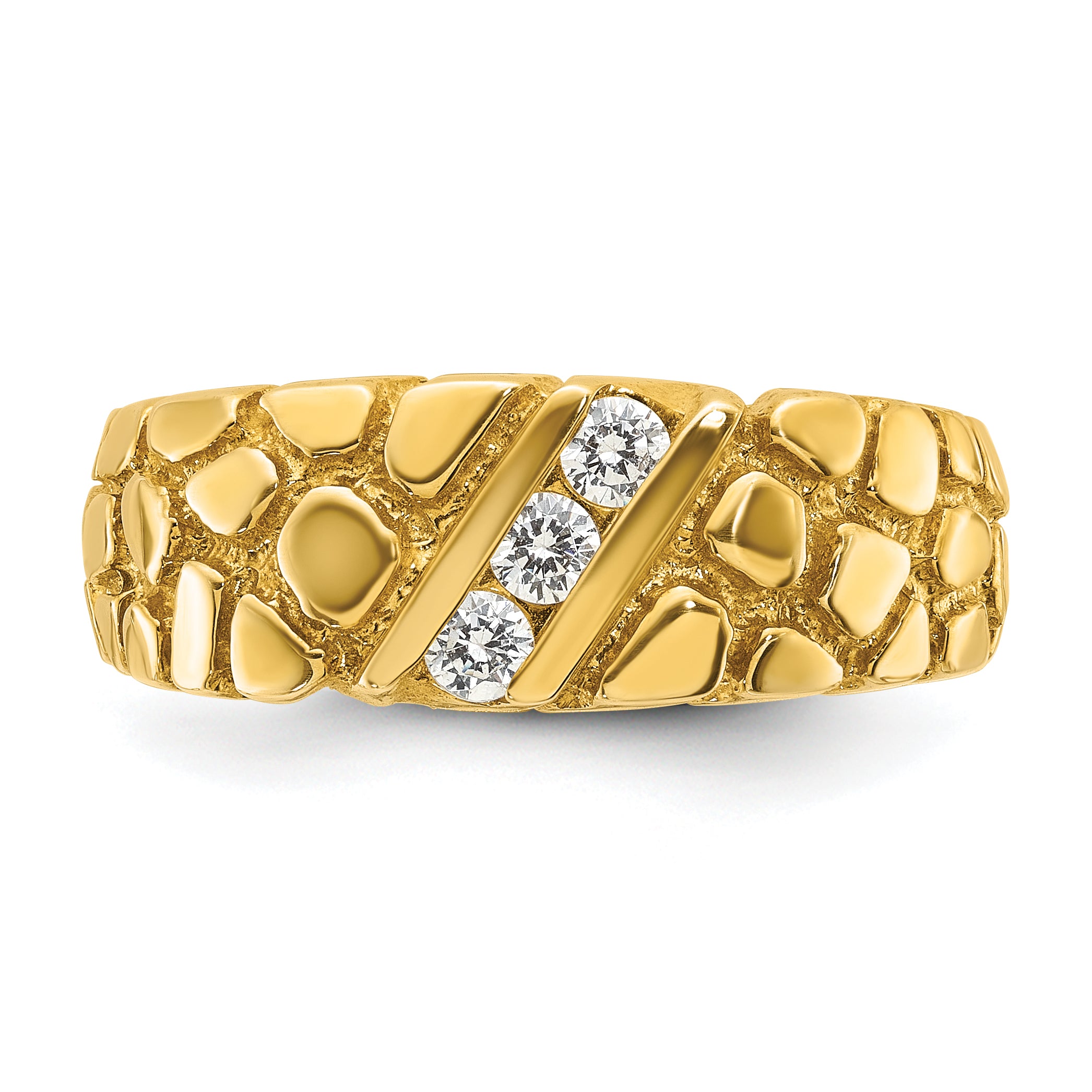 14k Mens 1/4 carat Diamond Nugget Complete Ring - Sophia Jewelers
