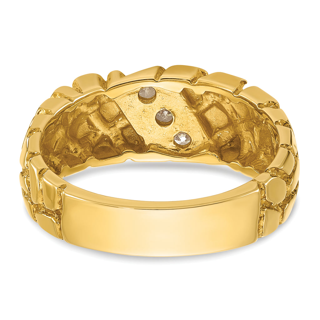 14k Mens 1/4 carat Diamond Nugget Complete Ring - Sophia Jewelers