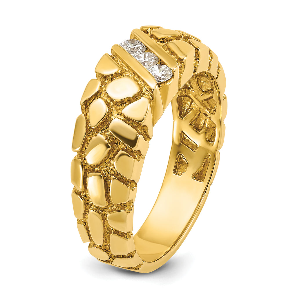 14k Mens 1/4 carat Diamond Nugget Complete Ring - Sophia Jewelers