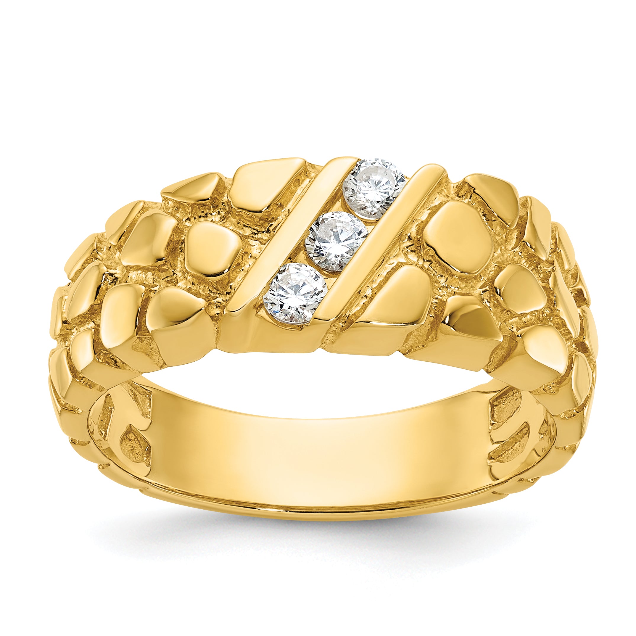 14k Mens Diamond Nugget Ring Mounting, Mounting Only - Sophia Jewelers