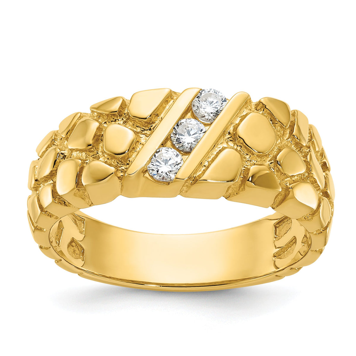 Men's Diagonal Stripe Diamond Nugget Ring in 14K Yellow Gold (1/4 ct. tw.), Size 10 - Sophia Jewelers Main image