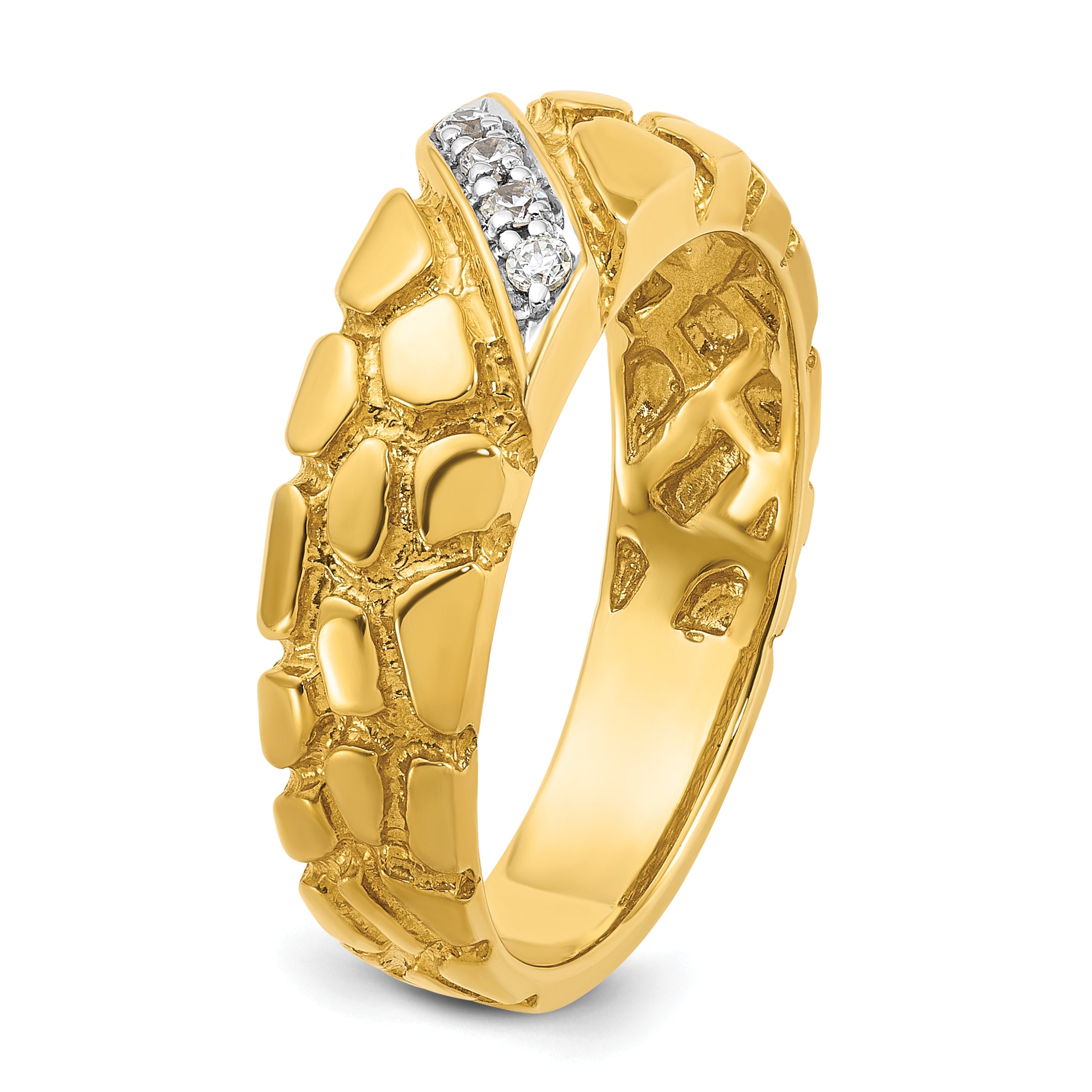 14k Mens Diamond Nugget Ring Mounting, Mounting Only - Sophia Jewelers