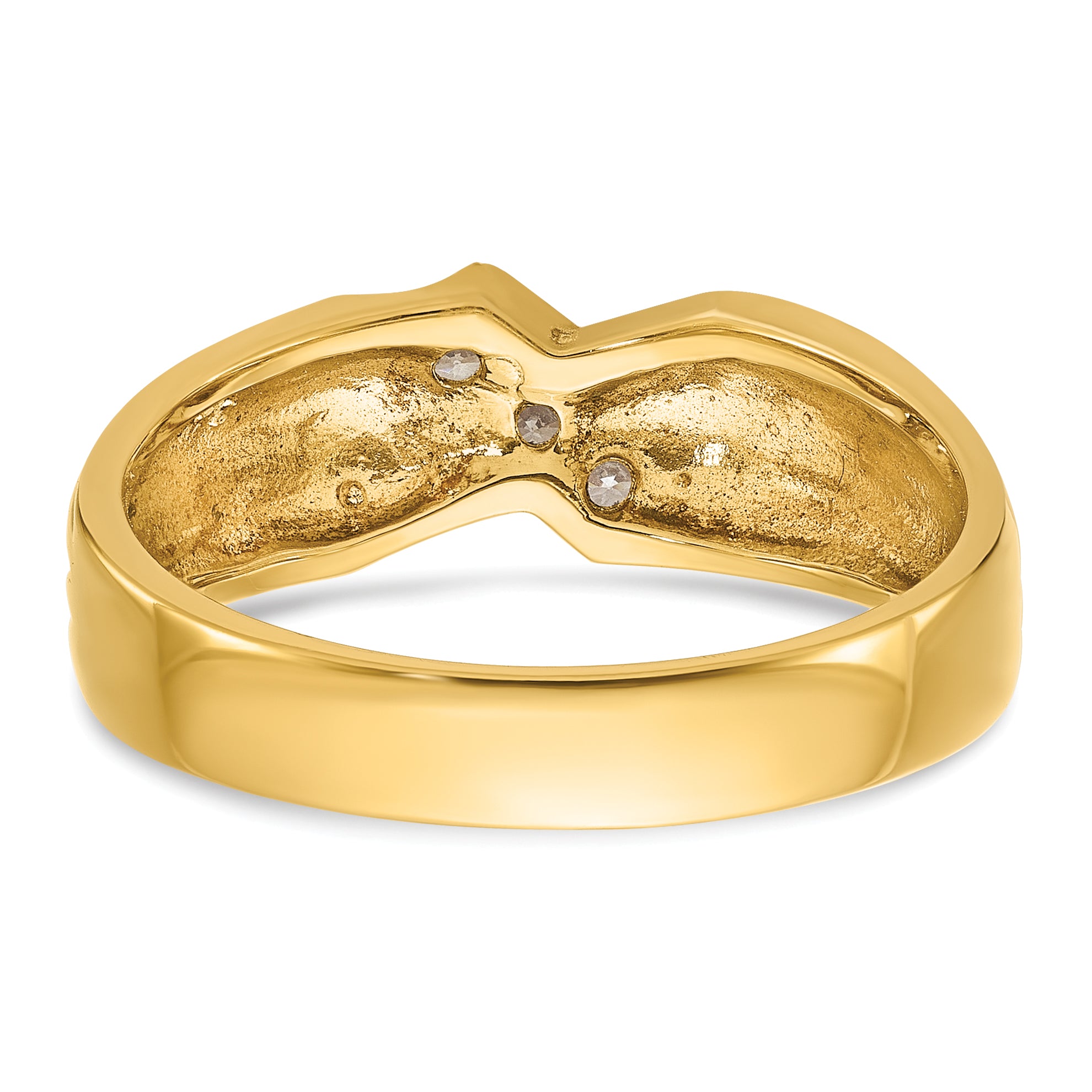 14k Men's Polished and Grooved 3-Stone 1/5 Carat AA Quality Diamond Ring - Sophia Jewelers