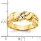 14k Mens Polished and Grooved 3-Stone Ring Mounting, Mounting Only - Sophia Jewelers