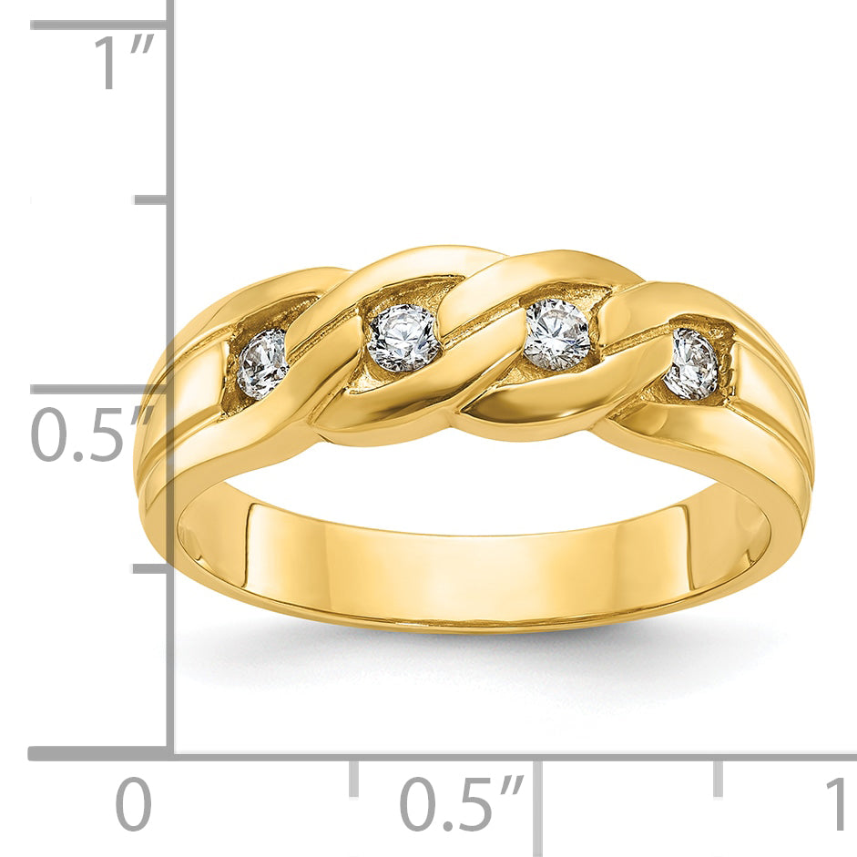 14k Mens Link Design 1/4 carat Diamond Complete Ring - Sophia Jewelers