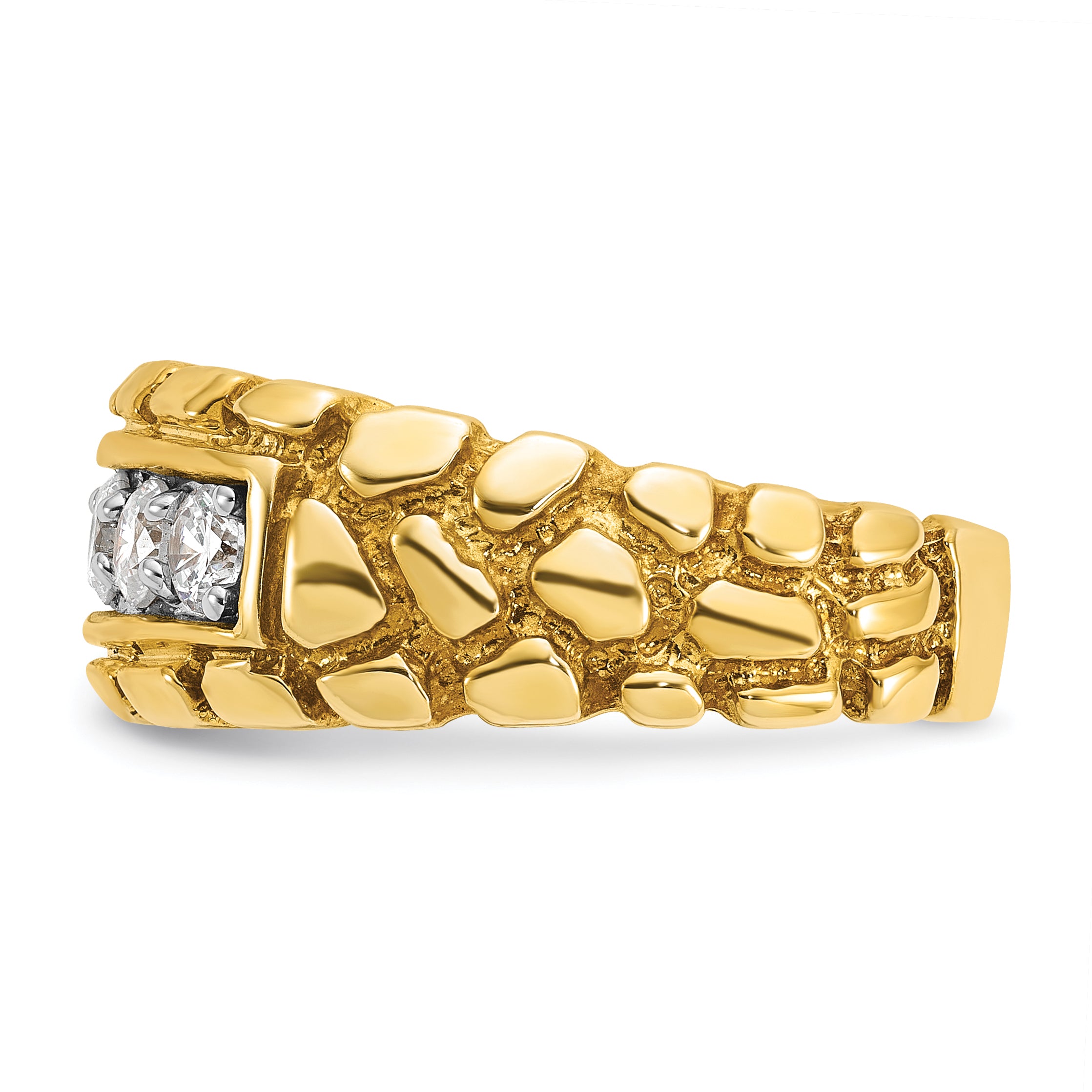 14k Mens 1 carat Diamond 5-Stone Nugget Complete Ring Secondary image