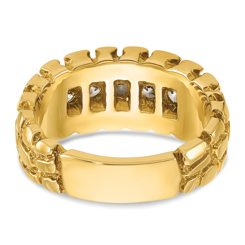 14k Mens Diamond 5-Stone Nugget Ring Mounting, Mounting Only - Sophia Jewelers