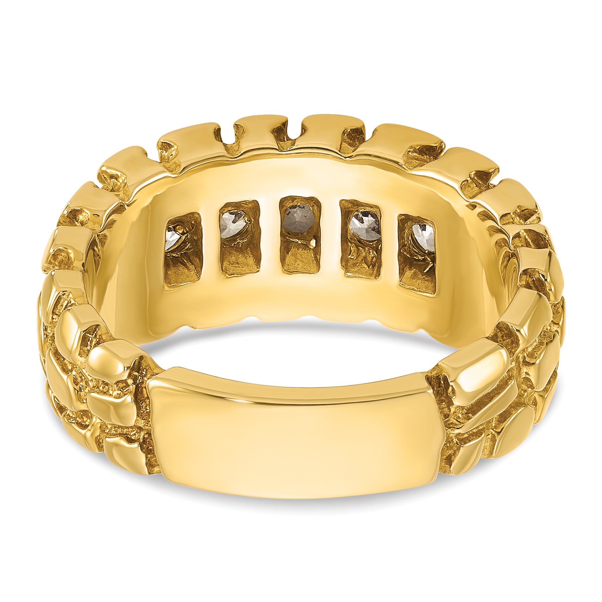 14k Mens Diamond 5-Stone Nugget Ring Mounting, Mounting Only - Sophia Jewelers