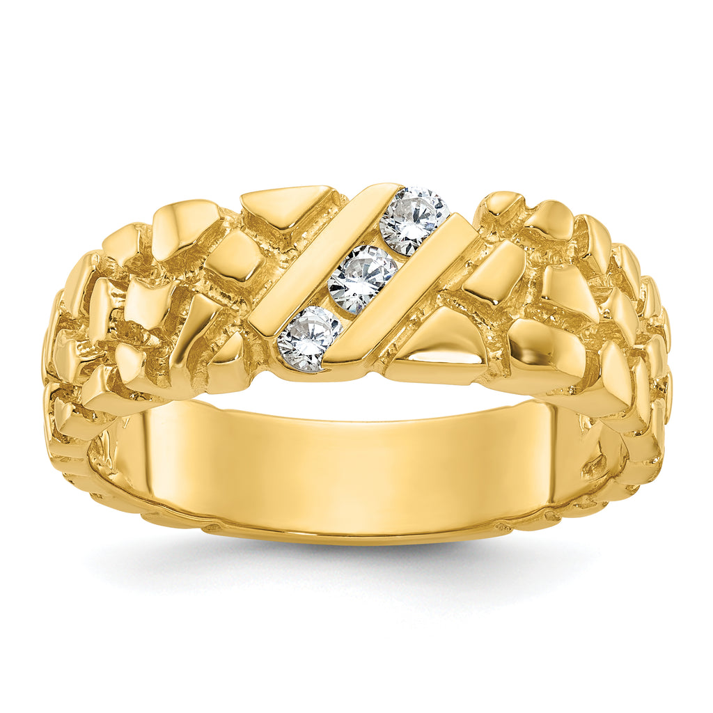 14k Mens 1/4 carat Diamond Nugget Complete Ring - Sophia Jewelers