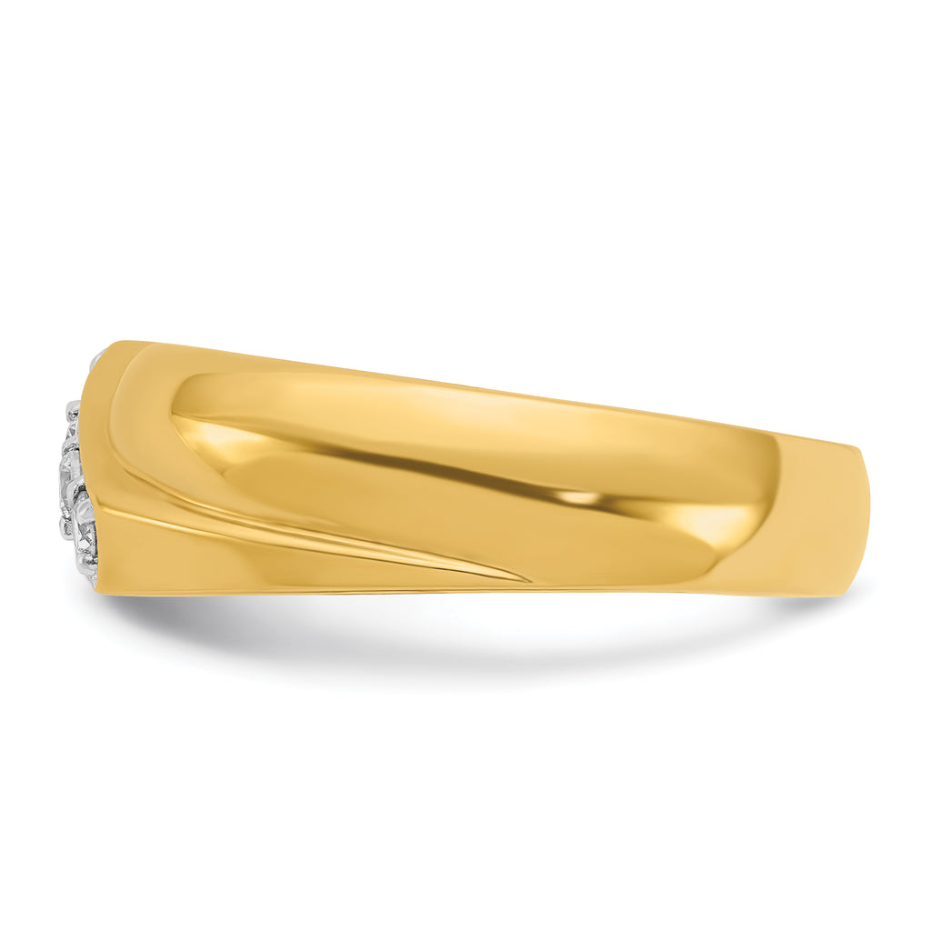 14k Mens Polished Curved 4-Stone Ring Mounting, Mounting Only - Sophia Jewelers