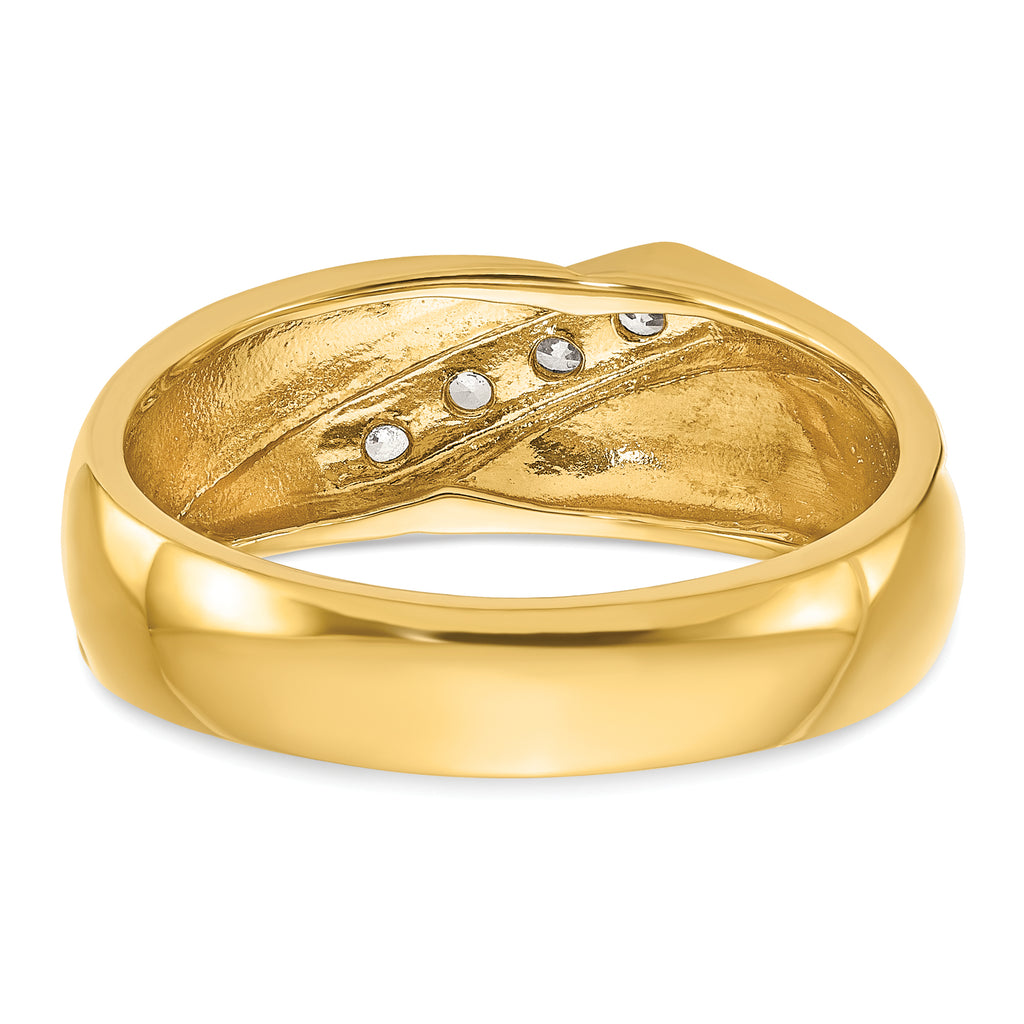 14k with White Rhodium Mens Polished Curved 4-Stone 1/5 Carat AA Quality Diamond Ring - Sophia Jewelers