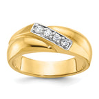 14k with White Rhodium Mens Polished Curved 4-Stone 1/5 Carat AA Quality Diamond Ring - Sophia Jewelers