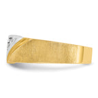 14k Two-tone Men's Polished Satin and Grooved 4-Stone Ring Mounting, Mounting Only - Sophia Jewelers