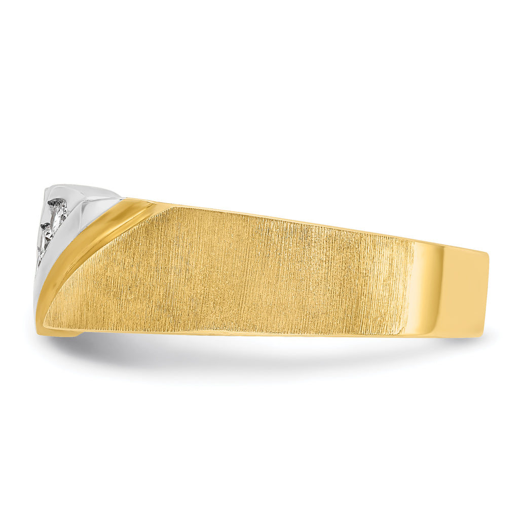 14k Two-tone Men's Polished Satin and Grooved 4-Stone 1/4 Carat AA Quality Diamond Ring - Sophia Jewelers