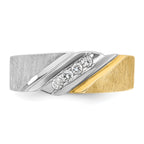 14k Two-tone Men's Polished Satin and Grooved 4-Stone 1/4 Carat AA Quality Diamond Ring - Sophia Jewelers