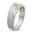14k Two-tone Men's Polished Satin and Grooved 4-Stone 1/4 Carat AA Quality Diamond Ring - Sophia Jewelers