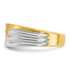 14k Two-tone Men's Polished and Grooved 3-Stone Ring Mounting, Mounting Only - Sophia Jewelers