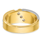 14k Two-tone Men's Polished and Grooved 3-Stone 1/6 Carat AA Quality Diamond Ring - Sophia Jewelers