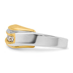 14k Two-tone Mens Polished and Grooved Curved 7-Stone Ring Mounting, Mounting Only - Sophia Jewelers