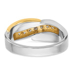 14k Two-tone Mens Polished and Grooved Curved 7-Stone 1/2 Carat AA Diamond Ring - Sophia Jewelers