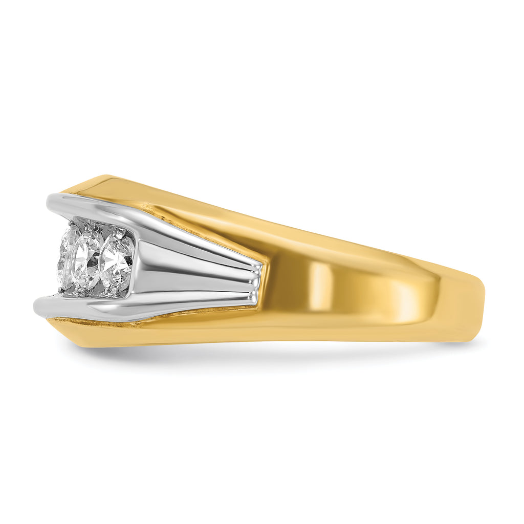 14k Two-tone Men's Polished and Grooved 5-Stone Ring Mounting, Mounting Only - Sophia Jewelers