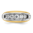 14k Two-tone Men's Polished and Grooved 5-Stone Ring Mounting, Mounting Only - Sophia Jewelers