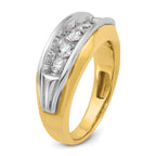14k Two-tone Men's Polished and Grooved 5-Stone 1 Carat AA Quality Diamond Ring - Sophia Jewelers
