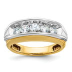 14k Two-tone Men's Polished and Grooved 5-Stone Ring Mounting, Mounting Only - Sophia Jewelers