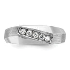 14k White Gold Mens Polished and Satin 5-Stone Ring Mounting, Mounting Only - Sophia Jewelers
